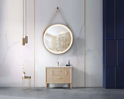 Elegant Golden Aluminum Frame LED Bathroom Mirror Light Wall Mounted 600*600mm