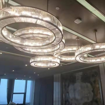Custom Hotel Large Modern Luxury Ring Chandeliers Pendants Light Lamp Big Lighting Crystal Chandelier Non-standard customized chandelier for hotel lobby