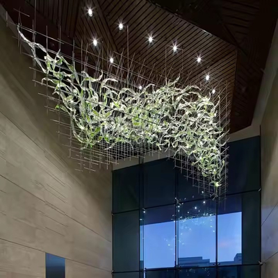 Non-Standard Custom Hotel Project Light Sales Department Banquet Hall Glazed Grid Led Large Chandelier Wedding Hall Hanging Line Light