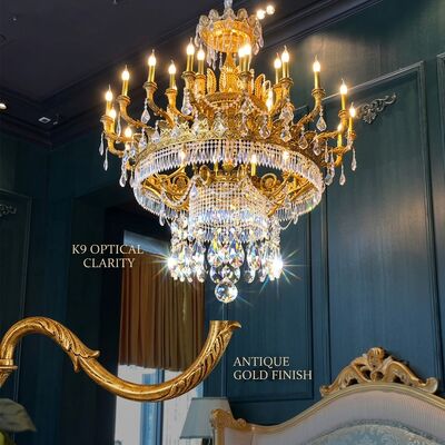 Elegant Crystal Candle Chandelier LED E14 Pendant Light For Villa Hotel Exhibition Hall