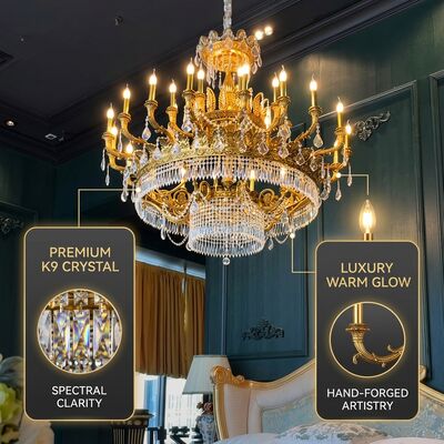 Glass Curved Arm Crystal Candle Chandelier LED E14 Pendant For Porch Study Exhibition Hall