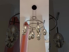 Lustre di nuvole di cristallo tessuti a mano Lampada a nastro di cristallo personalizzata Art Deco lampadari al soffitto alto