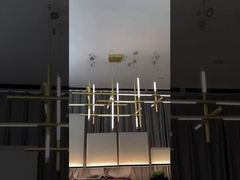Lampada a sospensione rettangolare moderna a filo con cristalli K9 per hall, sala banchetti