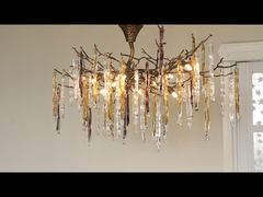 Presentiamo il lampadario di cristallo in ferro con filo regolabile da 80 cm, cristallo fumé, soffitto, ISO9001, 240V, per te