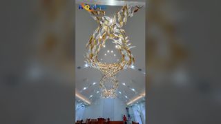 Lampadario a nastro di cristallo artistico personalizzato per sale banchetti, club house, lobby di hotel, reparto vendite