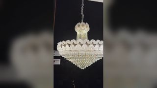 Lampadario impero in cristallo fucsia, decorazione da tavolo per ristorante, grande lampada a sospensione