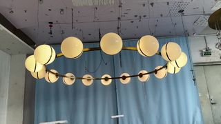 Moderno candelabro d'oro Decorazione domestica camera da letto soggiorno camera da letto LED anello vetro perla lampada appesa