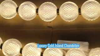 Lampadario ad isola da cucina color oro da 42 pollici in stile Euro, con paralume moderno in vetro trasparente