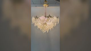 Guarda: Lampadario di cristallo personalizzato con nido di bambù con finitura dorata Resort Hotel Villa Pendente biofilo di lusso