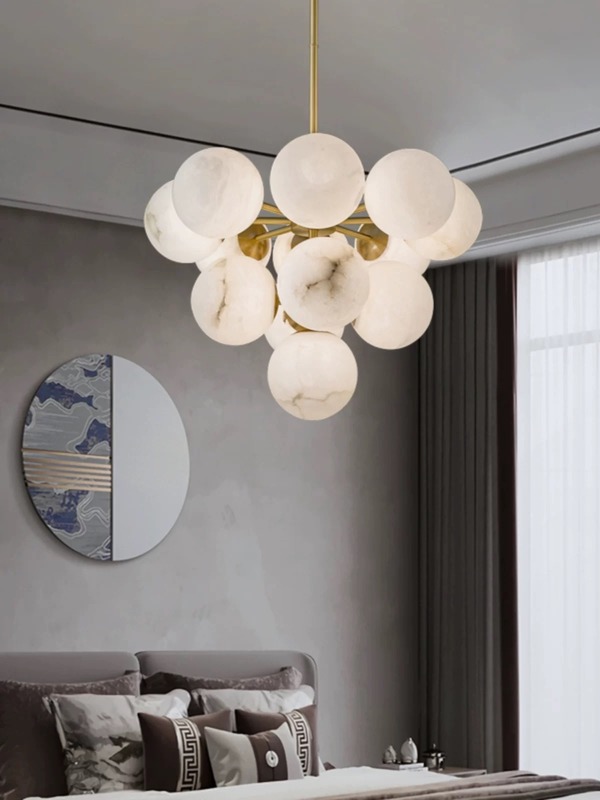 Customized Alabaster Chandelier Black Round Ball Chandelier Light