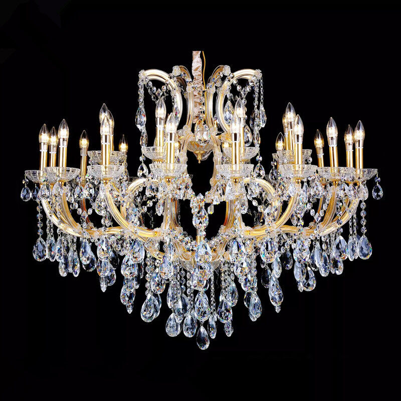 Classic Luxury Crystal Candlestick Chandelier Gold Frame LED E14 For Museum Yacht Club