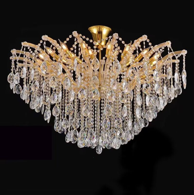 Classic European Crystal Candlestick Chandelier LED Candlelight for Private Yachts Clubs