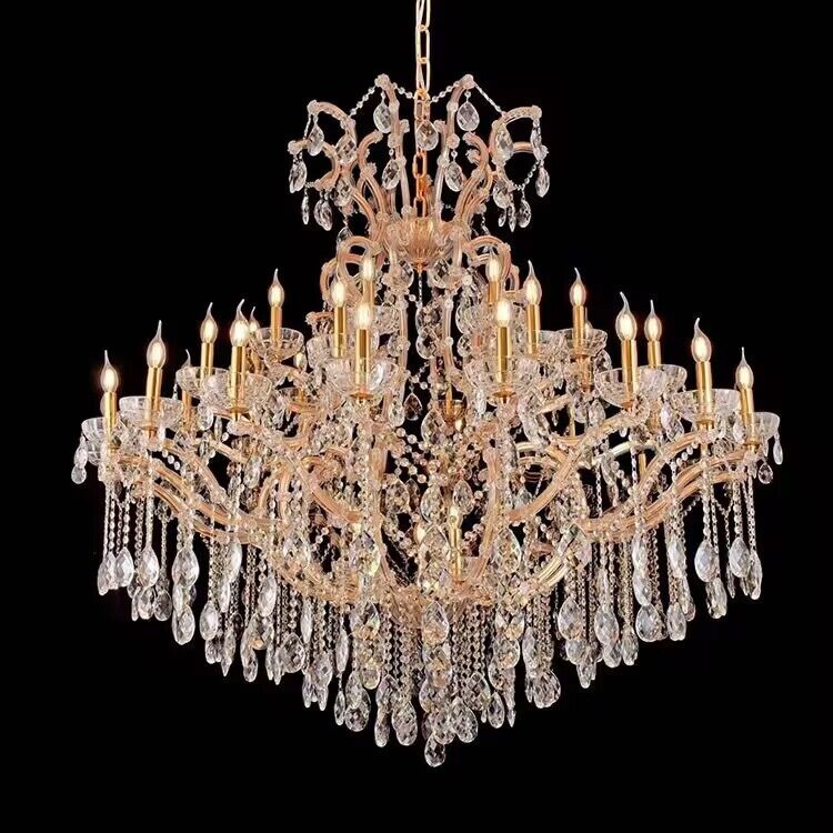 Custom Size Crystal Candlestick Chandelier Gold Frame LED for Private Yachts Clubs