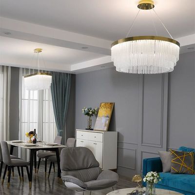 Moderno Candelabro K9 Luce di soffitto di lusso Luce ombra di vetro Pendente Luce a prova di ruggine