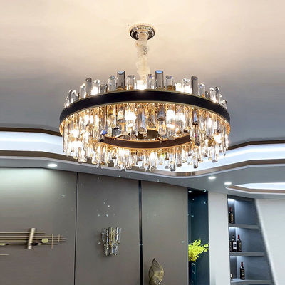 E14 Luxury Modern Crystal Chandeliers Decorazione in cuoio a prova di ruggine Pendente nero Luce