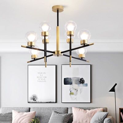 Nordic Glass Ball Modern Pendant Light E27 Filiale di ferro battuto Candelabro decorativo luci ODM