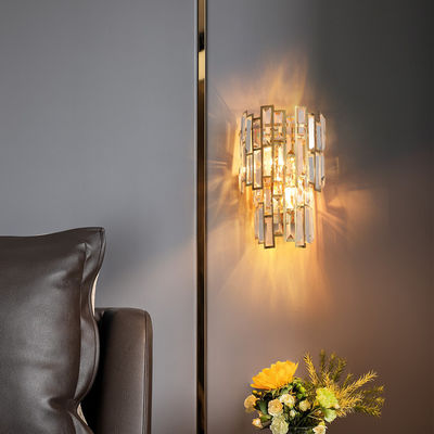 Acciaio inossidabile Crystal Wall Lights Clear Tiered moderno Crystal Wall Sconce di AC220V