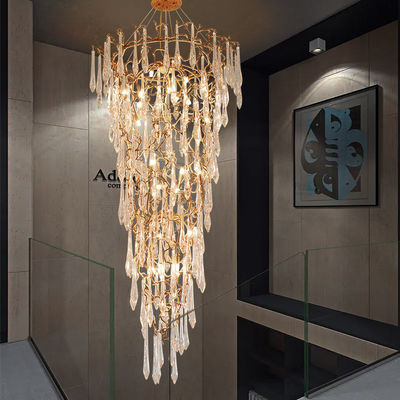Salotto di cristallo Lobby candelabri Moderno Foyer di lusso Ronda luce appesa