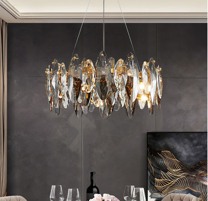 luce ISO9001 240V di Crystal Chandelier Smoked Crystal Ceiling del ferro del cavo di 80cm Adjustbale