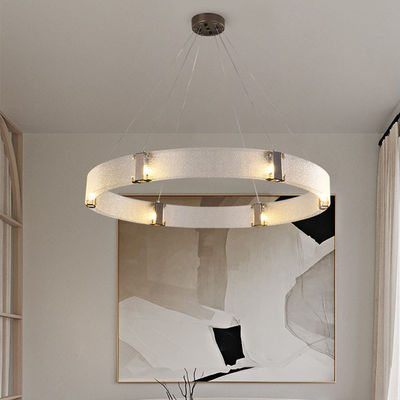 Il paralume Ring Chandelier moderno G9 di vetro di modello dell'acqua ha spazzolato il nero dell'oro