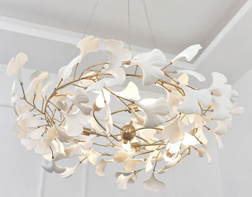 La plafoniera ceramica creativa del candeliere della foglia del ginkgo ha regolato il cavo d'attaccatura
