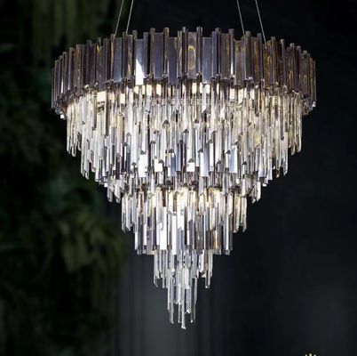 Lampada di pendente su misura contemporanea moderna Chrome e Crystal Chandelier AC240V