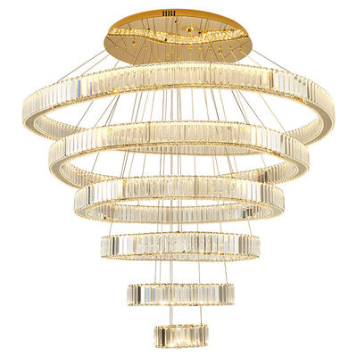 Fogliera a più strati di fascia alta Grandi candelabri di foyer Anello verticale Pendente Luce a prova di ruggine