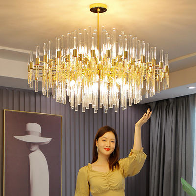 LED K9 Cristallo Candelabro di ingresso E14 6500K Luce di lusso di soffitto Cristallo d'oro