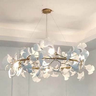 Il candeliere ceramico del pendente della foglia del ginkgo accende la linea sospesa regolabile