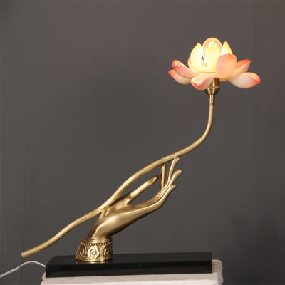 Lampada da tavolo di vetro bianca elettrica Lotus Flower Shape 110V della famiglia del LED