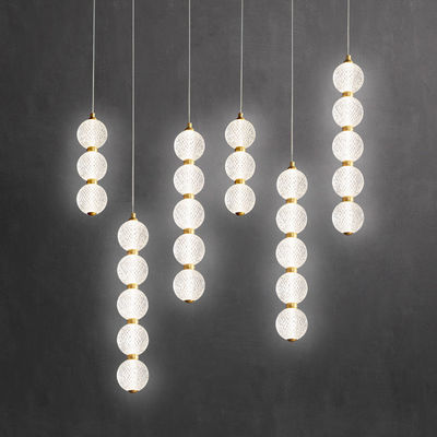 Ferro elettroplata ottone e pendente acrilico candelabro luci per camera da letto soggiorno