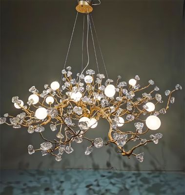 Personalizzato tutto rame creativo vetro pendente di pietra lampadario per creare stile di lusso leggero