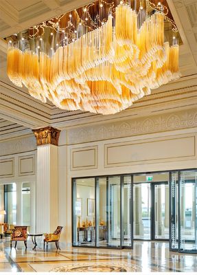 Luxury Golden Transparent Rectangular Crystal Extra Large Chandeliers fatti su ordinazione