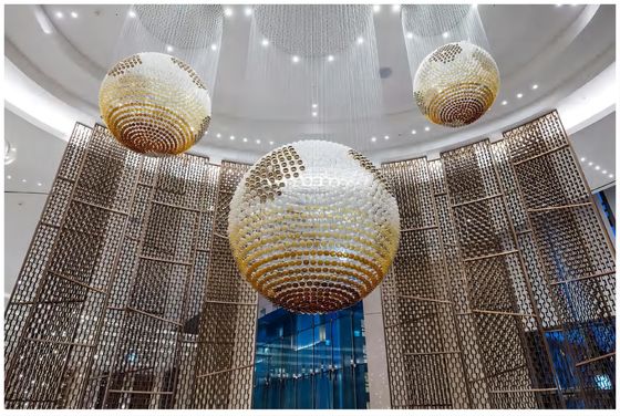 Illuminazione personalizzata Armature di vetro d'arte Gran foyer lampadario OEM ODM