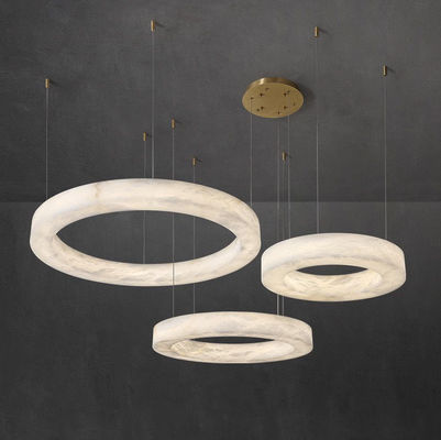 Nordic Led Modern Ring Spagnolo Alabastro Pietra Rame Pendente Lampada di ottone lampadario per soggiorno