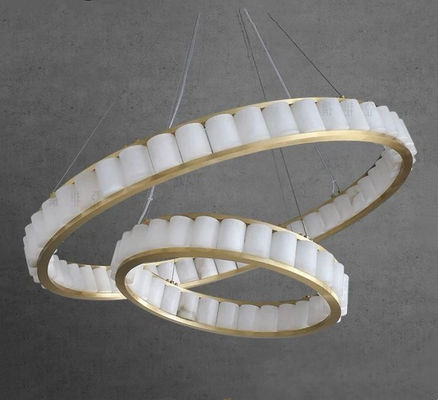 Illuminazione circolare in stile nordico personalizzata Alabastro Luce pendente moderna per foyer e scala
