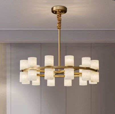 Di alta qualità decorazione di moda spagnola lampada di marmo salotto europeo soffitto alto classico pietra di quarzo rotondo candelabro