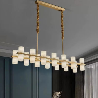 Sala da pranzo personalizzata bar tetto rettangolare lusso alabastro candelabro decorativo oro ottone pendente luce
