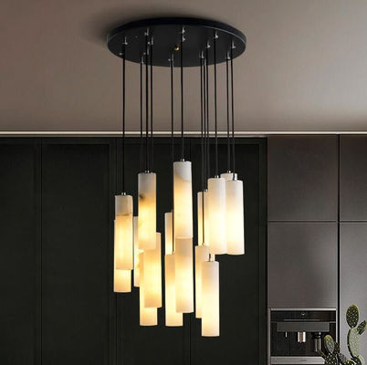 Illuminazione di lussoArt designer creativo alabastro lampadario hotel hall sala da pranzo lunghe strisce di marmo pendente lig