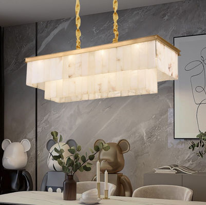Arredamento domestico moderno Lampiere in ottone Alabastro Ombra di marmo Hotel Sala ristorante Lampade per appendiabiti Illuminazioni di lusso luci