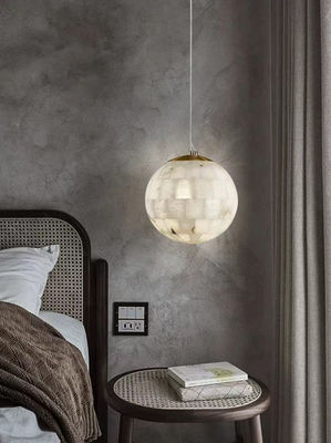 Moderno luce lusso dente naturale alabastro lampadario camera da letto soggiorno ristorante bar bar decorazione caffè lampada a pendente globo metallico