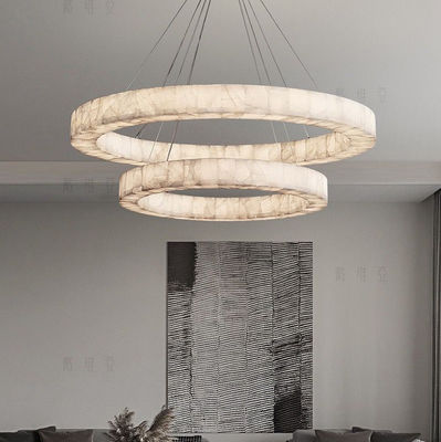 Luminazione a cerchio unico di colore bianco a led naturale lampadario di alabastro per soggiorno sala da pranzo