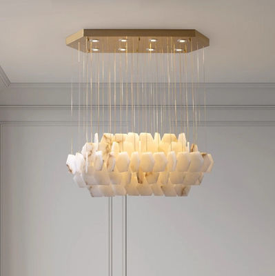 lampadario in alabastro rettangolare minimalista, illuminazione per la decorazione della casa, albergo, ristorante, lampadario a pendente di marmo di design moderno