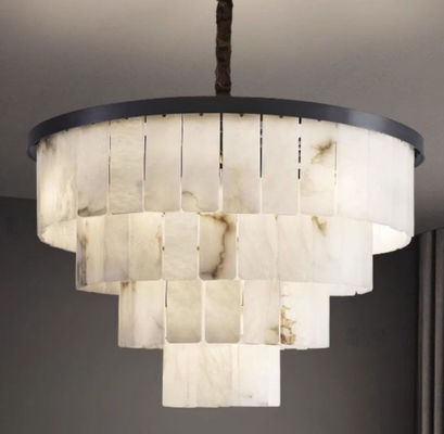 Nordico spagnolo alabastro salotto decorativo candelabro di rame rotondo Led lampadine da soffitto in marmo design moderno per la camera da letto
