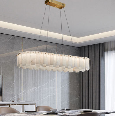 Luce di lusso di bronzo candelabro in ottone con marmo rotondo per la sala da pranzo lampada a sospensione