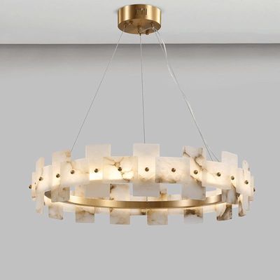 Home Decor Circolo LED Luxury Modern Pendant Light Candelabro Alabastro Prodotti di illuminazione