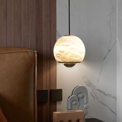Decorazioni domestiche di lusso all'interno sospensione lineare isola di cucina soggiorno camera da letto palla rotonda alabastro lampadario
