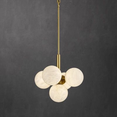 Lampada di alabastro rotonda pendente moderna Sala da pranzo Soggiorno Camera da letto lussuoso candelabro decorato