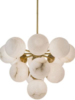 Decorazione domestica di lusso Pallone di alabastro Moderno candelabro di rame nordico Lampade pendenti per soggiorno Ristorante