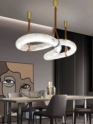 Moderna figura otto forma design soggiorno cucina isola alabastro naturale spagnolo candelabro lampadari